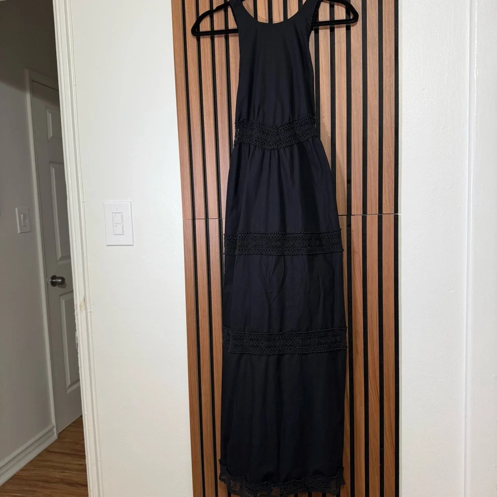 Abercrombie & Fitch Black Maxi Dress with Lace Insets XSP